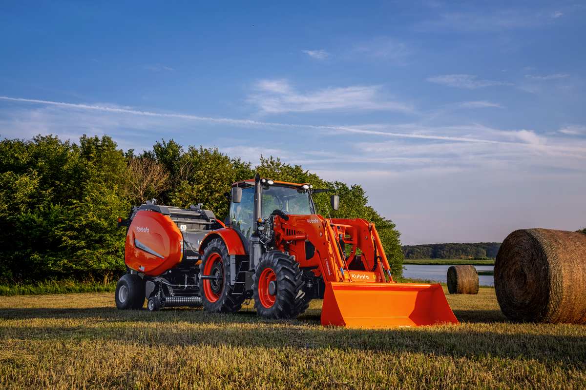 Kubota M7 Series Ag Tractor with baler